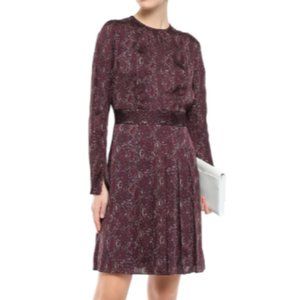 Satin Pleated Burgundy Equipment Frame Dress